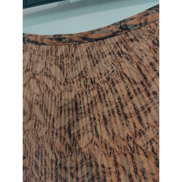 Liz & Co A-Line Orange & Greenish Gray Striped Knee/Midi Skirt 14 (35x27) - Picture 3 of 6